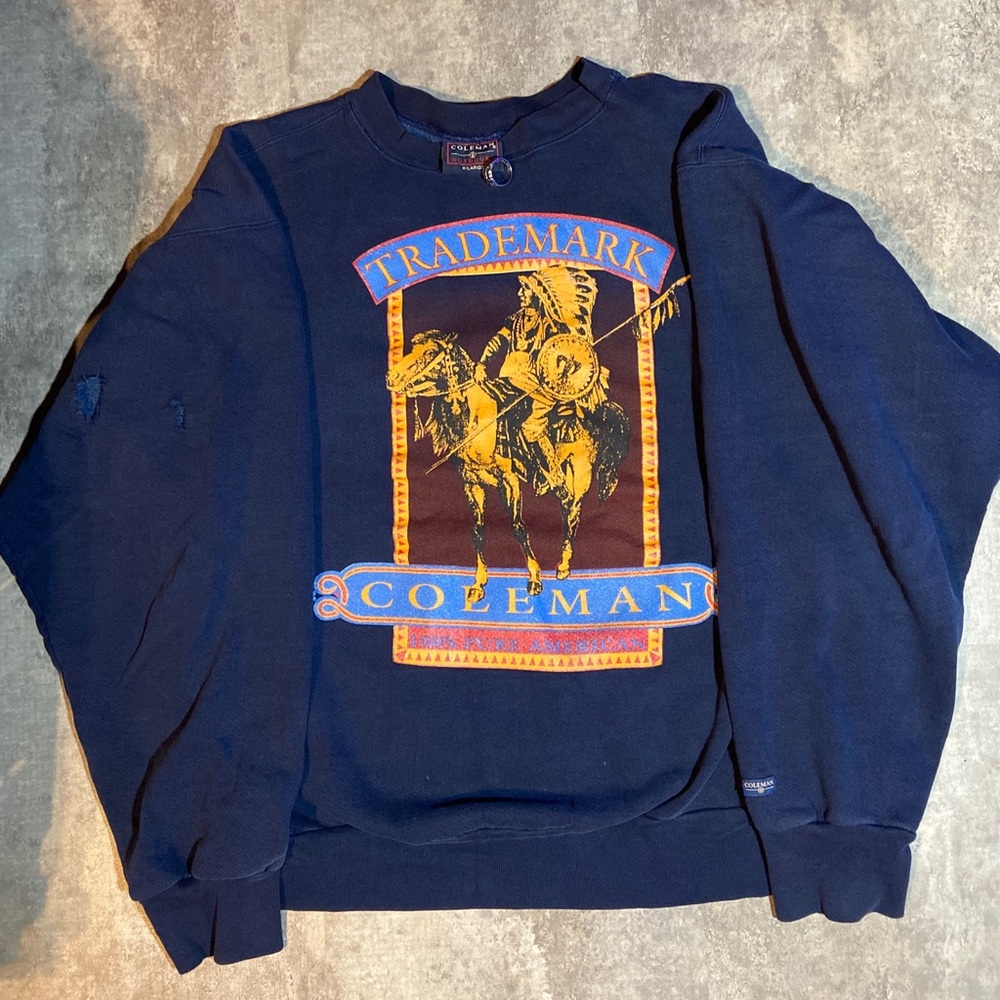 Vintage 90s Coleman Mens Large Distressed Spell Out Pure American Sweatshirt USA